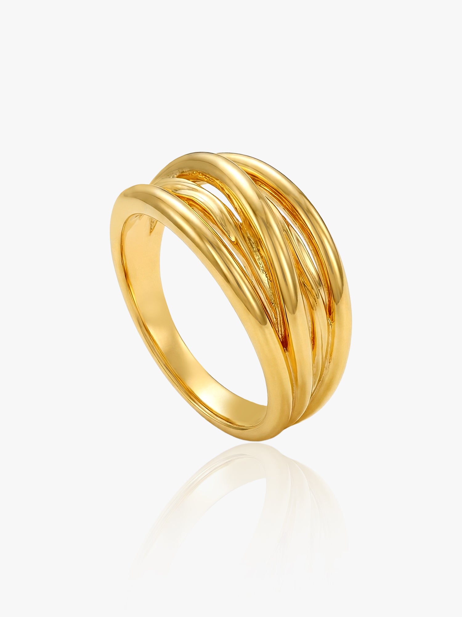 916 Gold Elegant Wave Ring