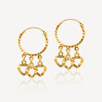 916 Gold Dangling Hollow Heart Earrings - Top Gold Shop Gold Jewellery in singapore