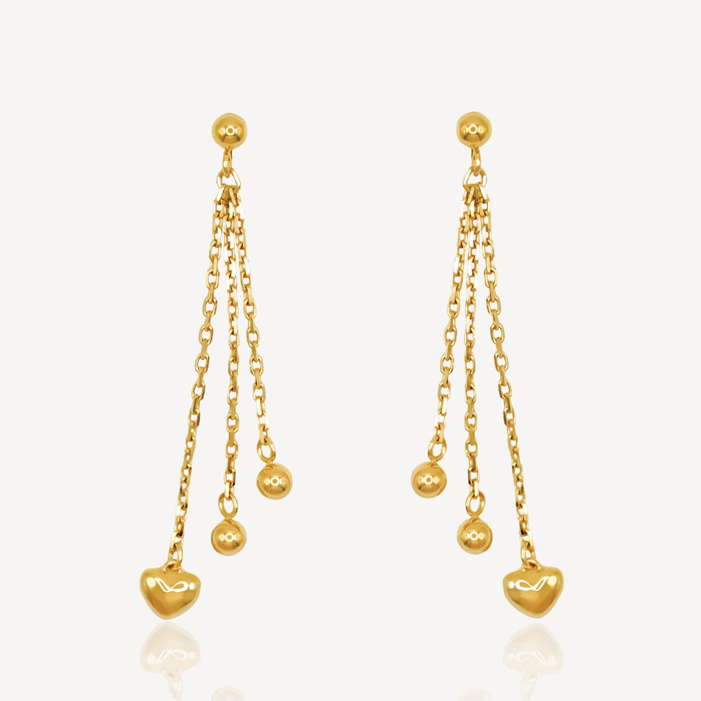 916 Gold Dangling Love Earrings - Top Gold Shop Gold Jewellery in singapore