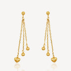 916 Gold Dangling Love Earrings - Top Gold Shop Gold Jewellery in singapore