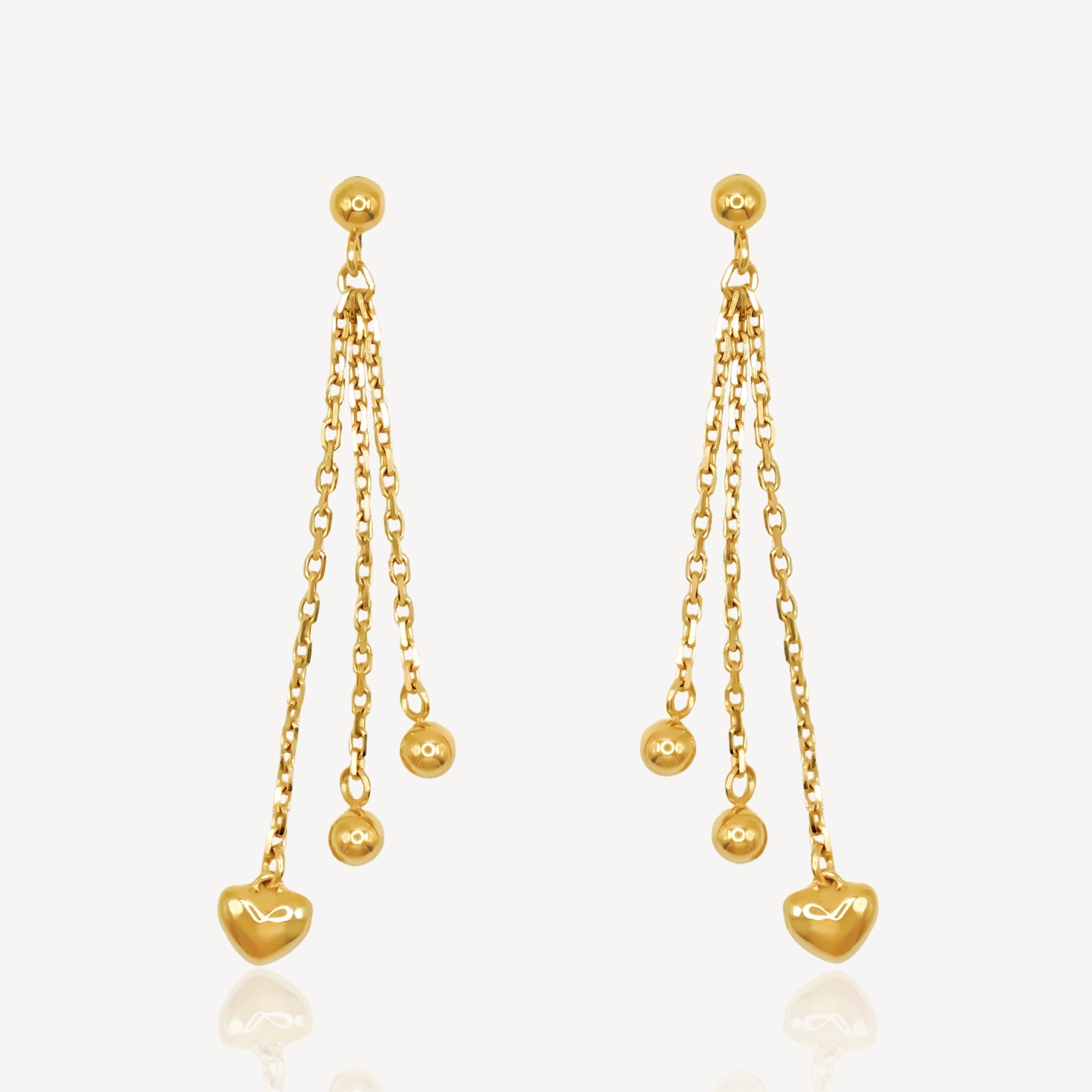 916 Gold Dangling Love Earrings - Top Gold Shop Gold Jewellery in singapore