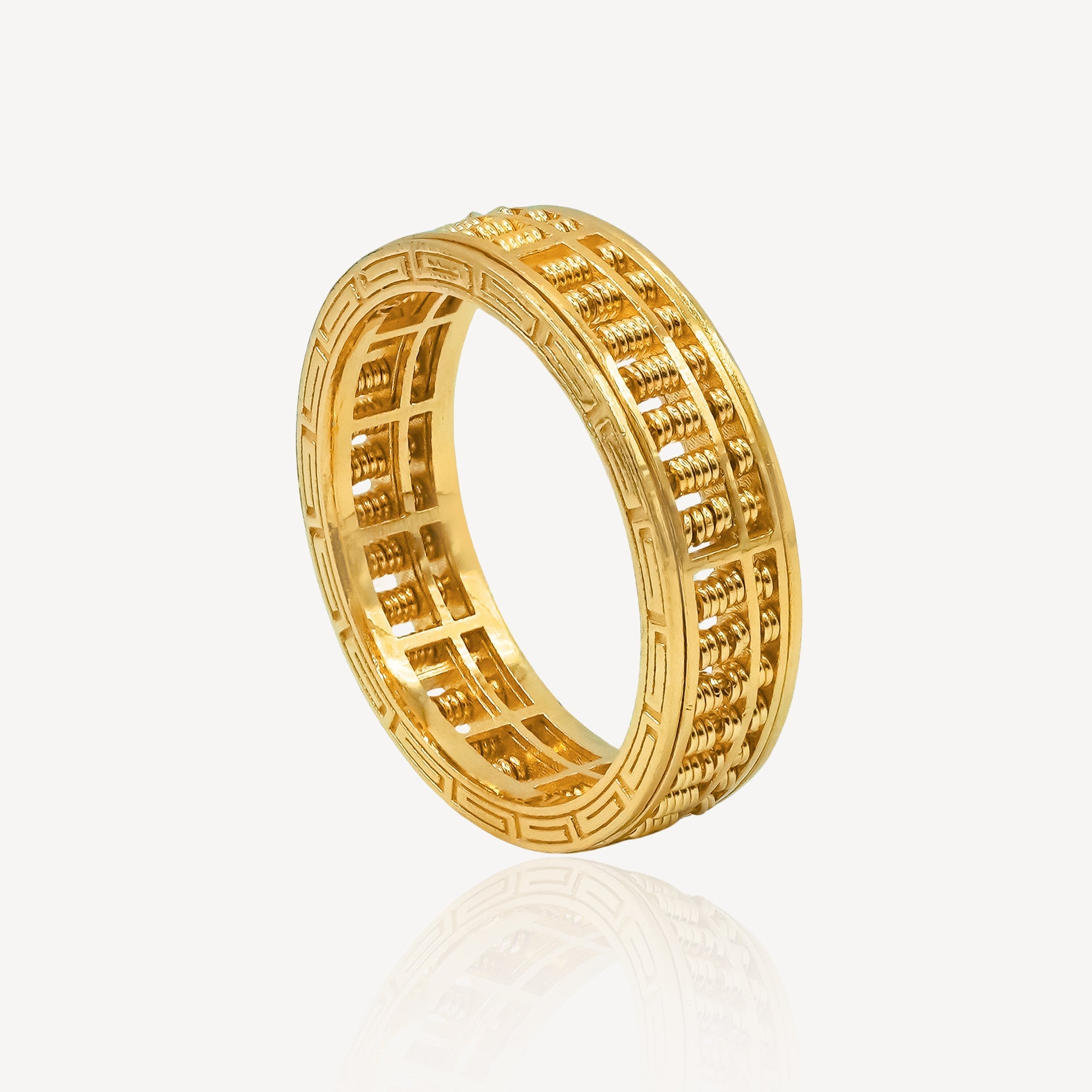 916 Gold Full Abacus Ring
