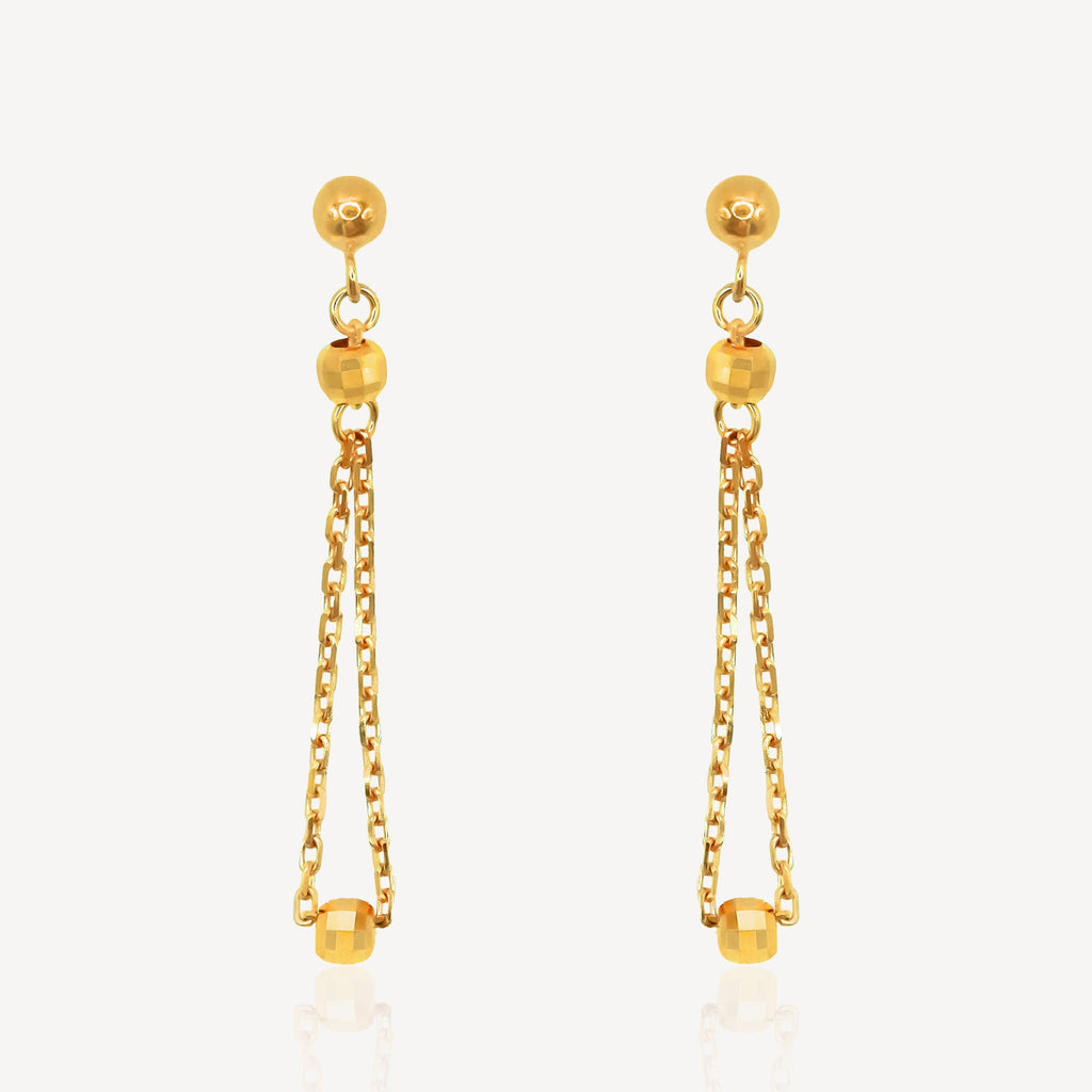 916 Gold Dangling Ball Earring