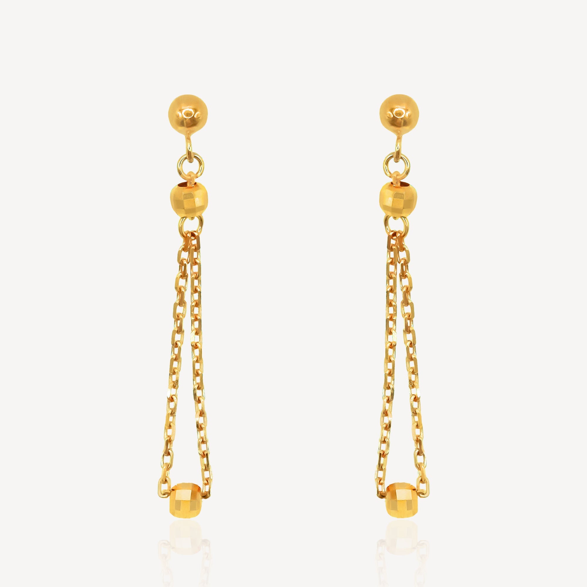 916 Gold Dangling Ball Earring
