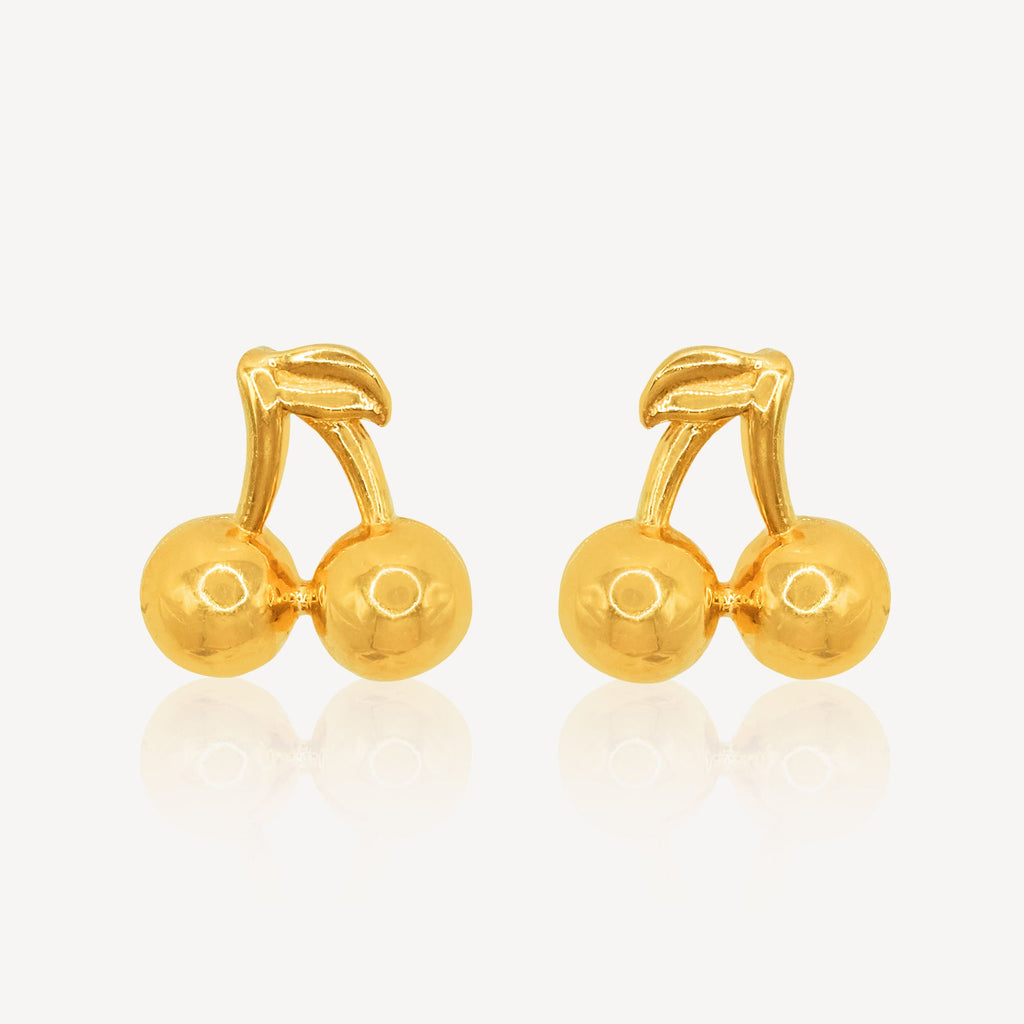 916 Gold Cherry Drop Earring