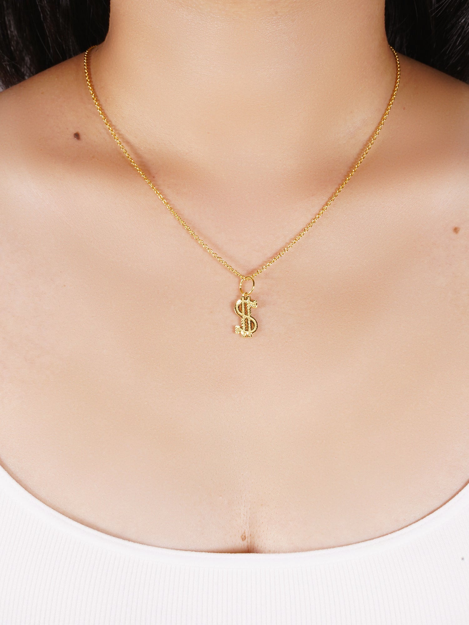 916 Gold Cash Dollar Sign Pendant