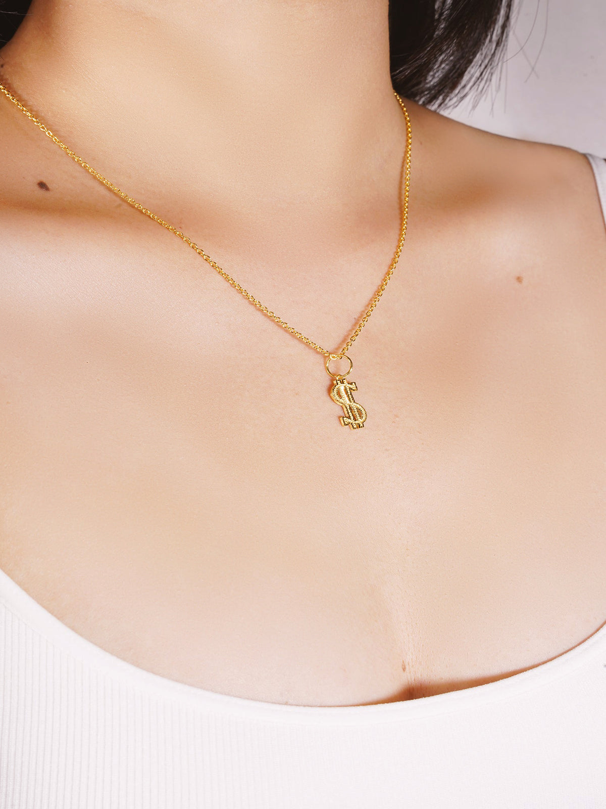 Money. Sign Accessory 916 Gold Cash Dollar Sign Pendant