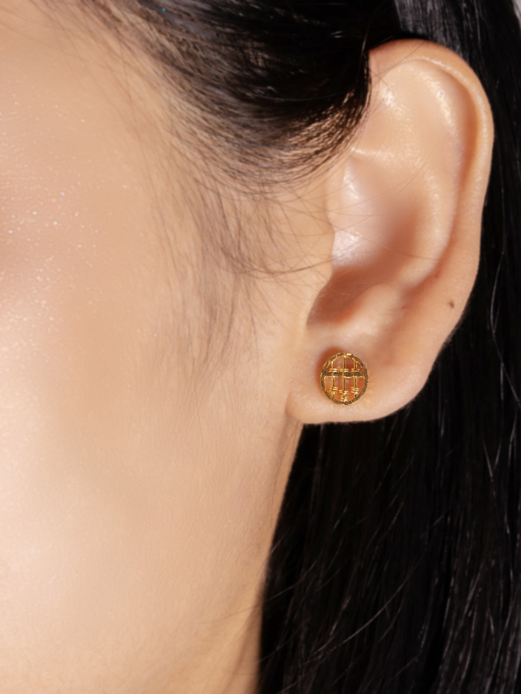 916 Gold Abacus Oval Earstuds