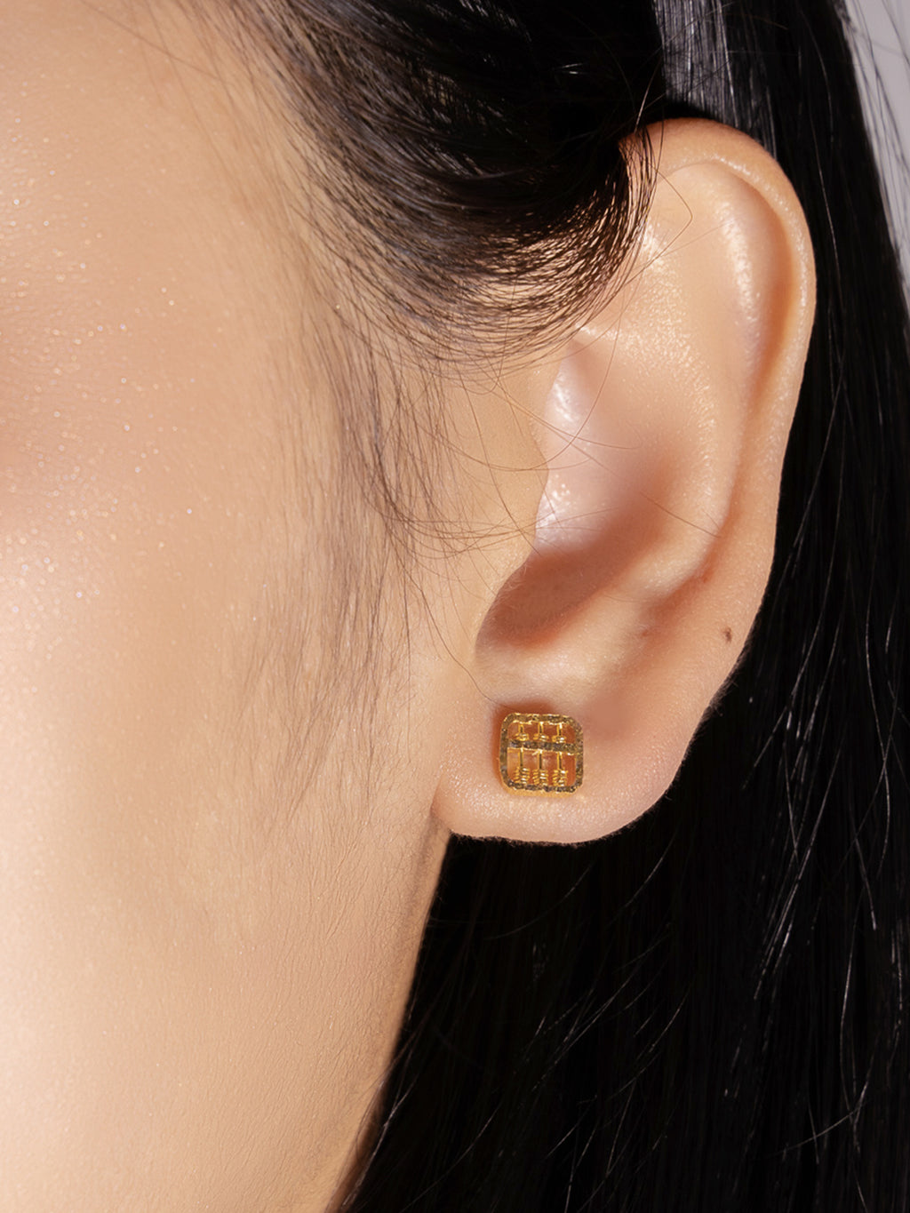 916 Gold Abacus Square Earstuds