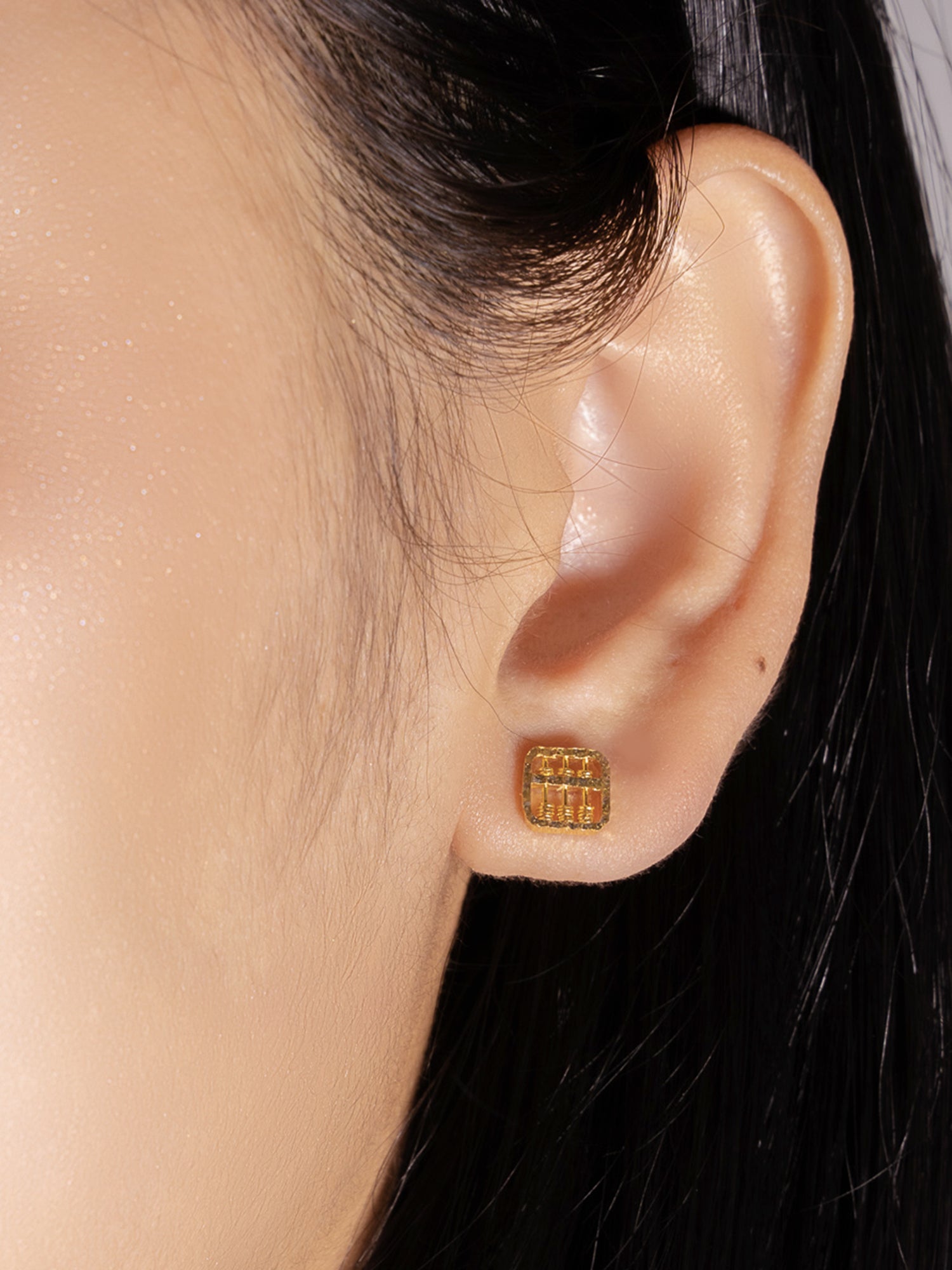916 Gold Abacus Square Earstuds