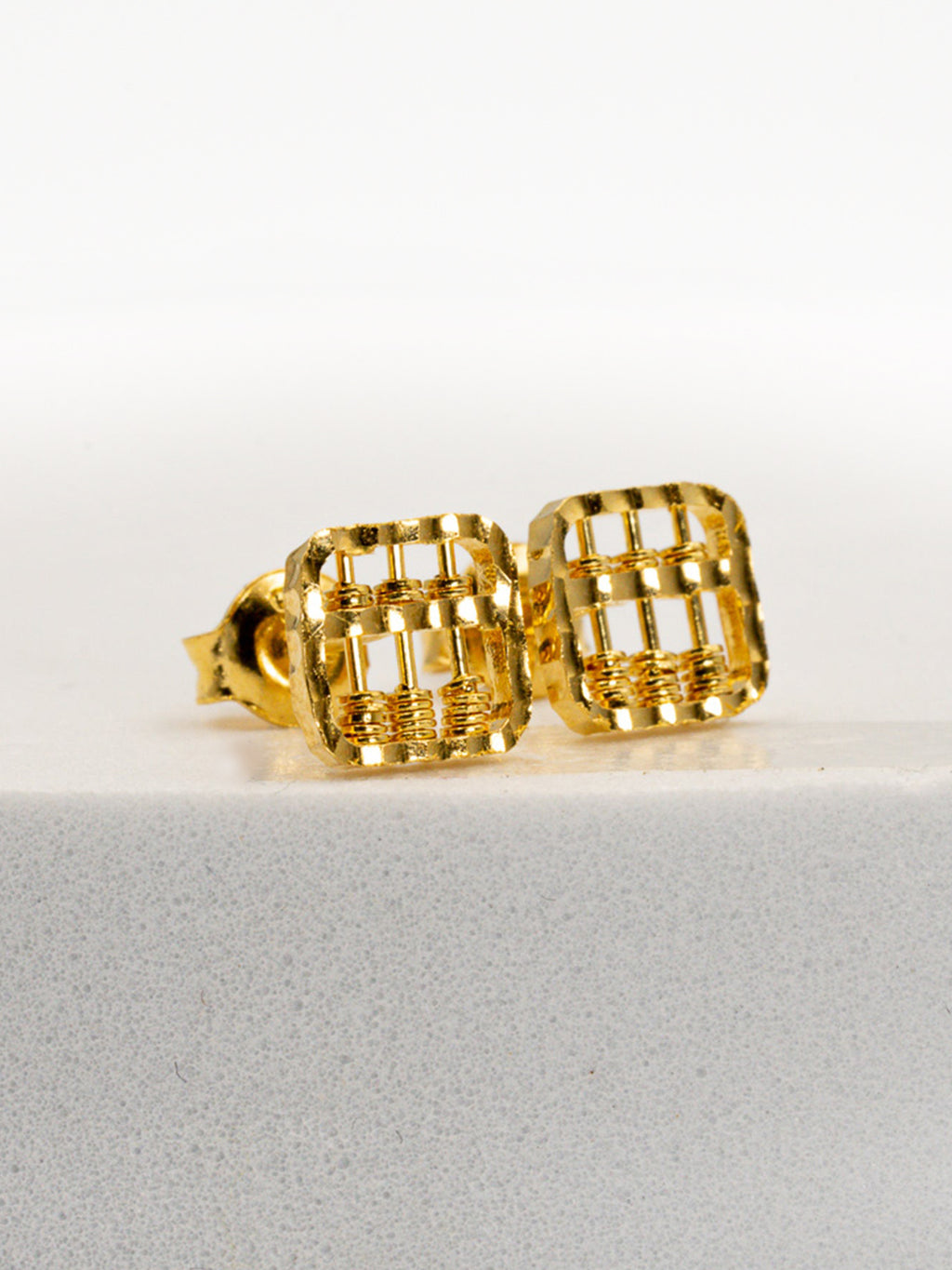 916 Gold Abacus Square Earstuds