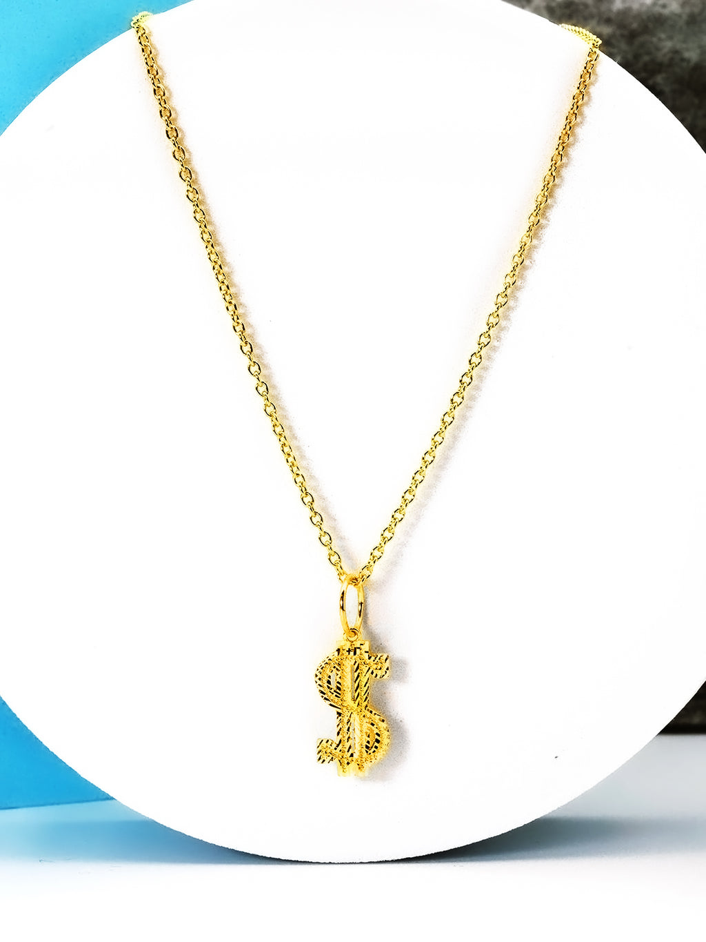 916 Gold Cash Dollar Sign Pendant