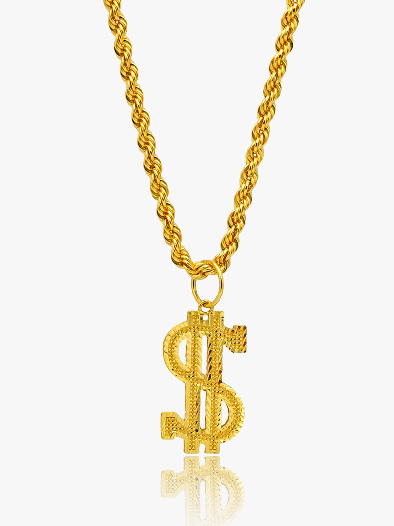 916 Gold Cash Dollar Sign Pendant