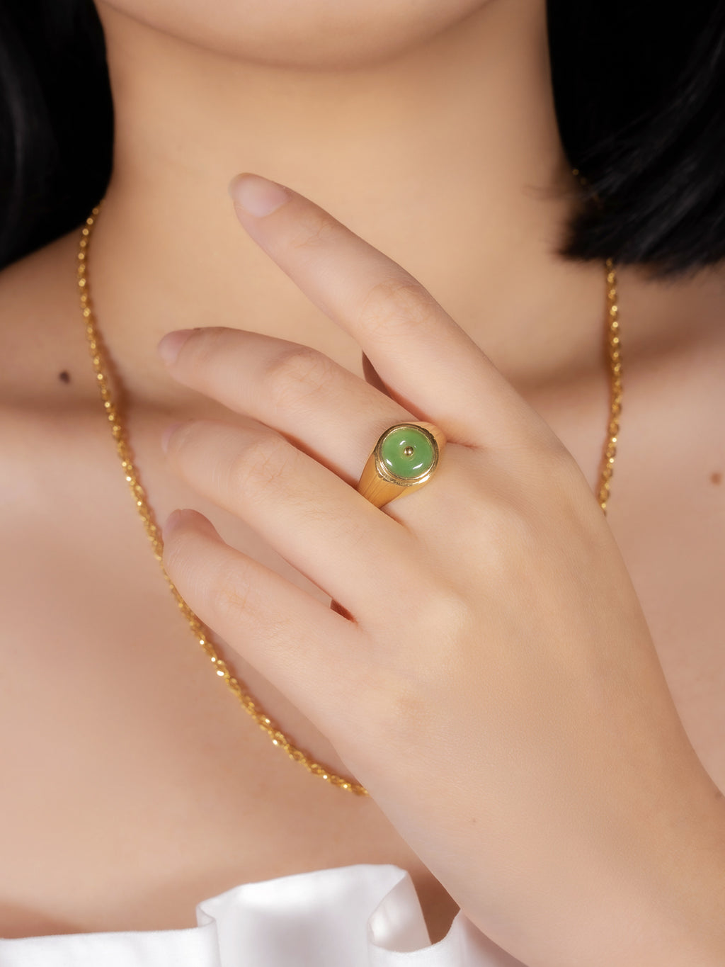 18K Gold Jade Donut Ring
