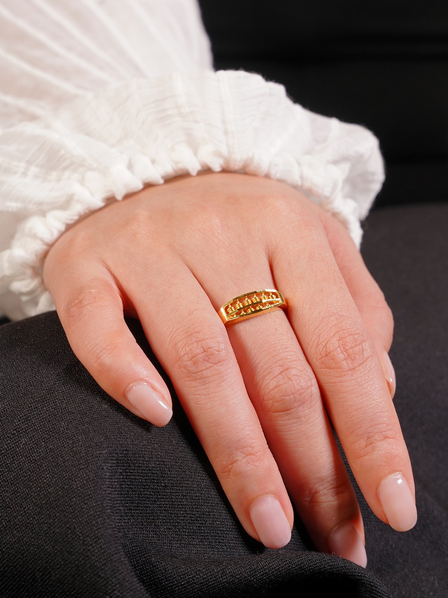 916 Gold Saddle Abacus Ring
