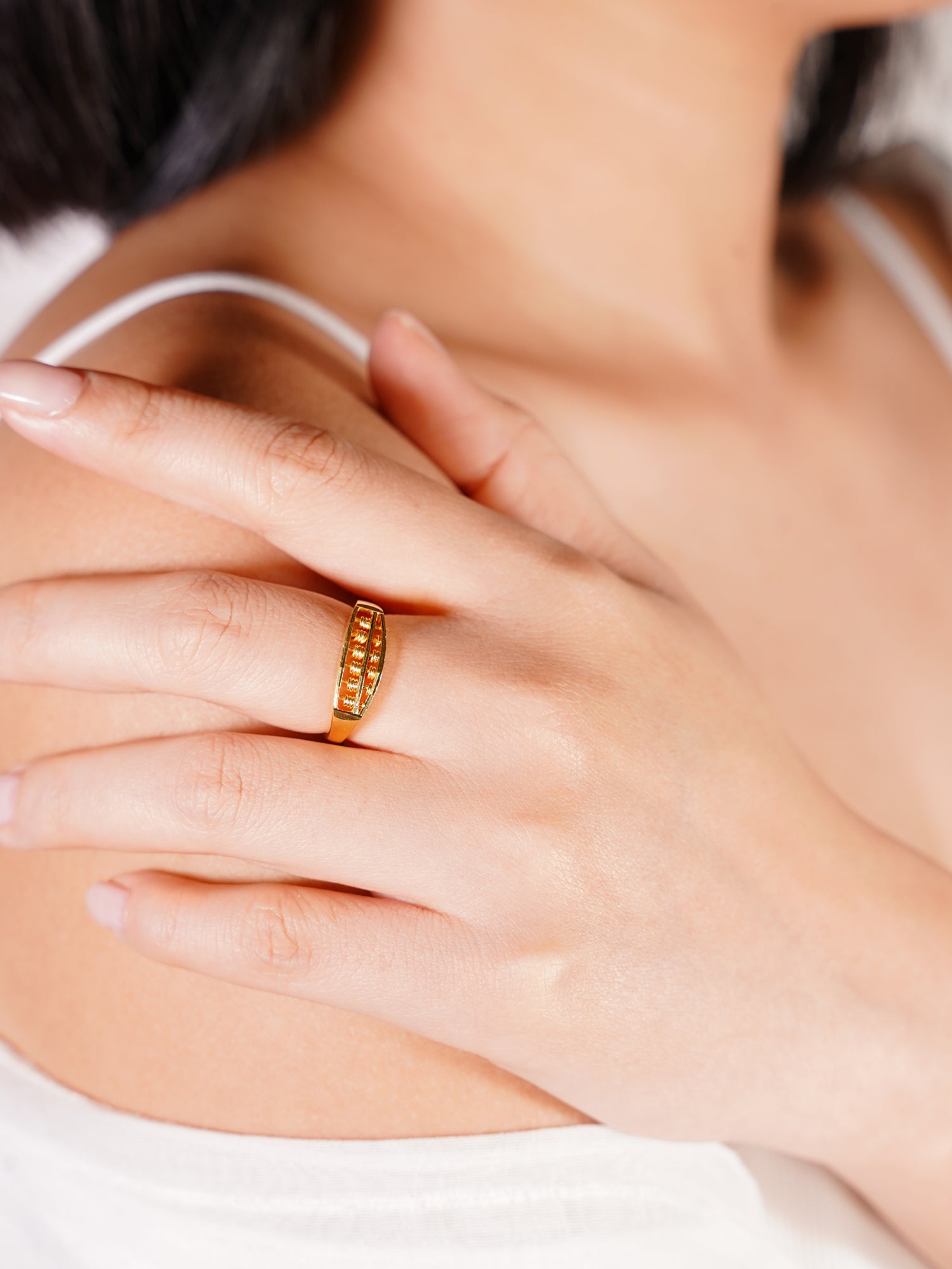 916 Gold Saddle Abacus Ring